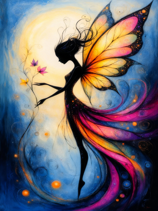 The Fairy of the Golden Bloom-Premium-Kids & Whimsical-3D Textured Wall Art | UV Embossed Canvas Wall Frame for Kids room