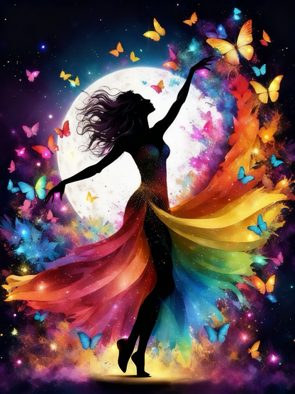 The Rainbow Butterfly Dancer-Luxurious-Lifestyle & Hobbies-3D Textured Wall Art | UV Embossed Canvas Wall Frame for Kids room and Spa