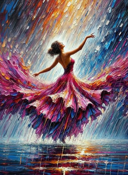 Dancing in the Prism Rain-Luxurious-Lifestyle & Hobbies-3D Textured Wall Art | UV Embossed Canvas Wall Frame for Kids room and show room