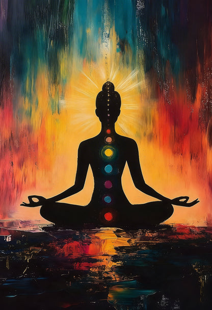 The Seven Chakras in Meditation-Luxurious-Serenity & Wellness-3D Textured Wall Art | UV Embossed Canvas Wall Frame for Meditation Space