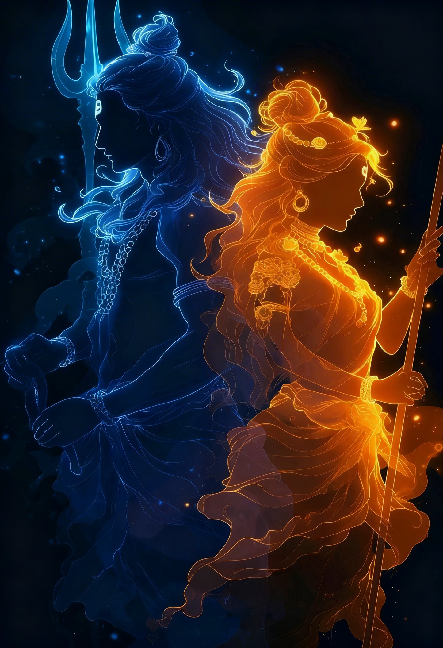 The Union of Shiva and Shakti-Luxurious-Spiritual & Mindful 3D Textured Wall Art | UV Printed Embossed Canvas Wall Frame for Prayer room ,Meditation Space