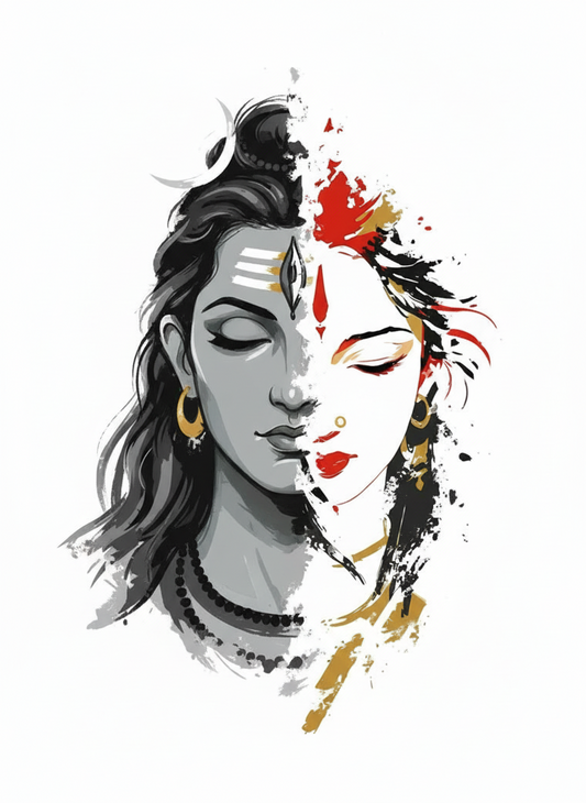 SHANKAR PARVATI-Luxurious-Spiritual & Mindful 3D Textured Wall Art | UV Printed Embossed Canvas Wall Frame for Prayer room ,Meditation Space