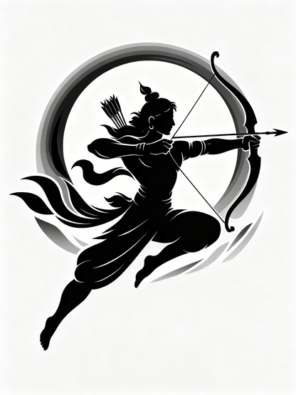 The Archer of Ayodhya-Luxurious-Spiritual & Mindful 3D Textured Wall Art | UV Printed Embossed Canvas Wall Frame for Prayer room ,Meditation Space