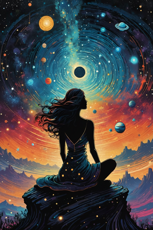 Infinity’s Quiet Observer-Premium-Cosmic & Fantasy-3D Textured Wall Art | UV Embossed Canvas Wall Frame for Meditation Spaceand and restaurant
