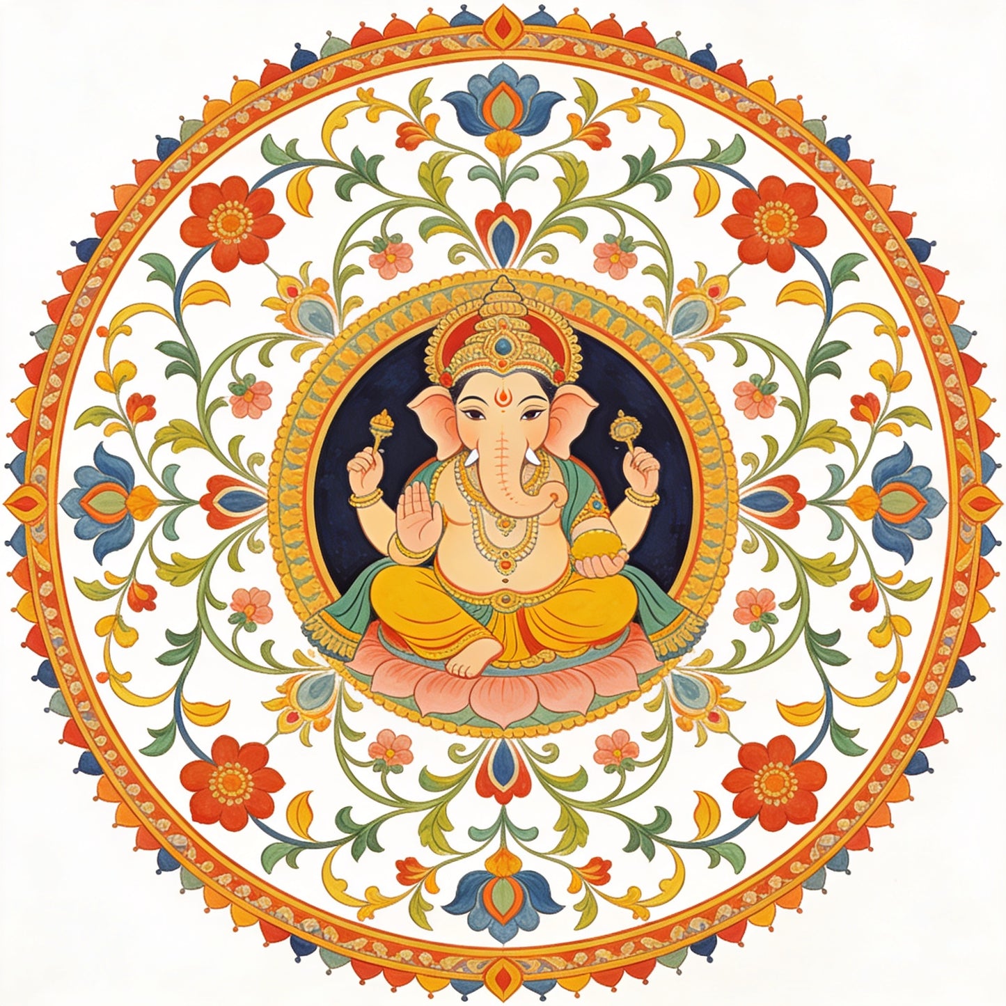 lord-ganesha-in-tradition-Luxurious | 3D Textured Wall Art | UV Printed Embossed Canvas Wall Frame for living room