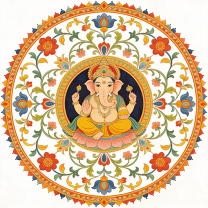 lord-ganesha-in-tradition-Luxurious | 3D Textured Wall Art | UV Printed Embossed Canvas Wall Frame for living room