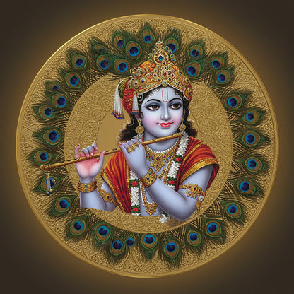 lord-krishna-with-flute-Luxurious | 3D Textured Wall Art | UV Printed Embossed Canvas Wall Frame for living room