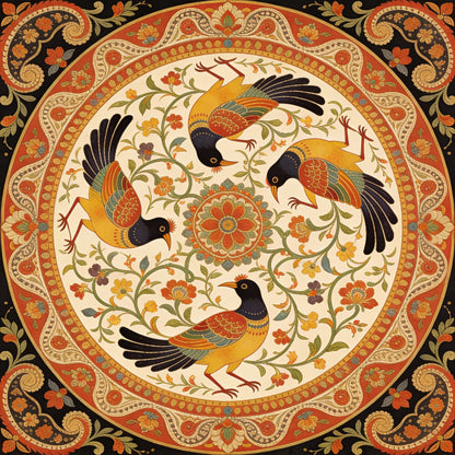 Circlet of the Golden Wings-Luxurious | 3D Textured Wall Art | UV Printed Embossed Canvas Wall Frame for living room
