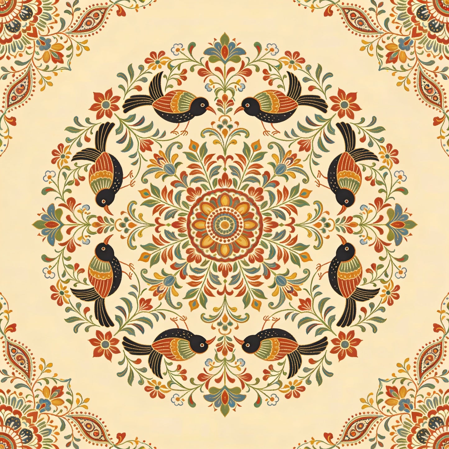 Blossom and Wing Mandala-Luxurious | 3D Textured Wall Art | UV Printed Embossed Canvas Wall Frame for living room