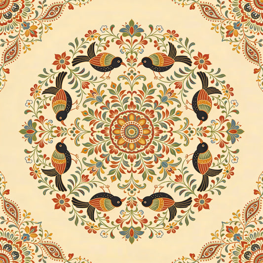 Blossom and Wing Mandala-Luxurious | 3D Textured Wall Art | UV Printed Embossed Canvas Wall Frame for living room