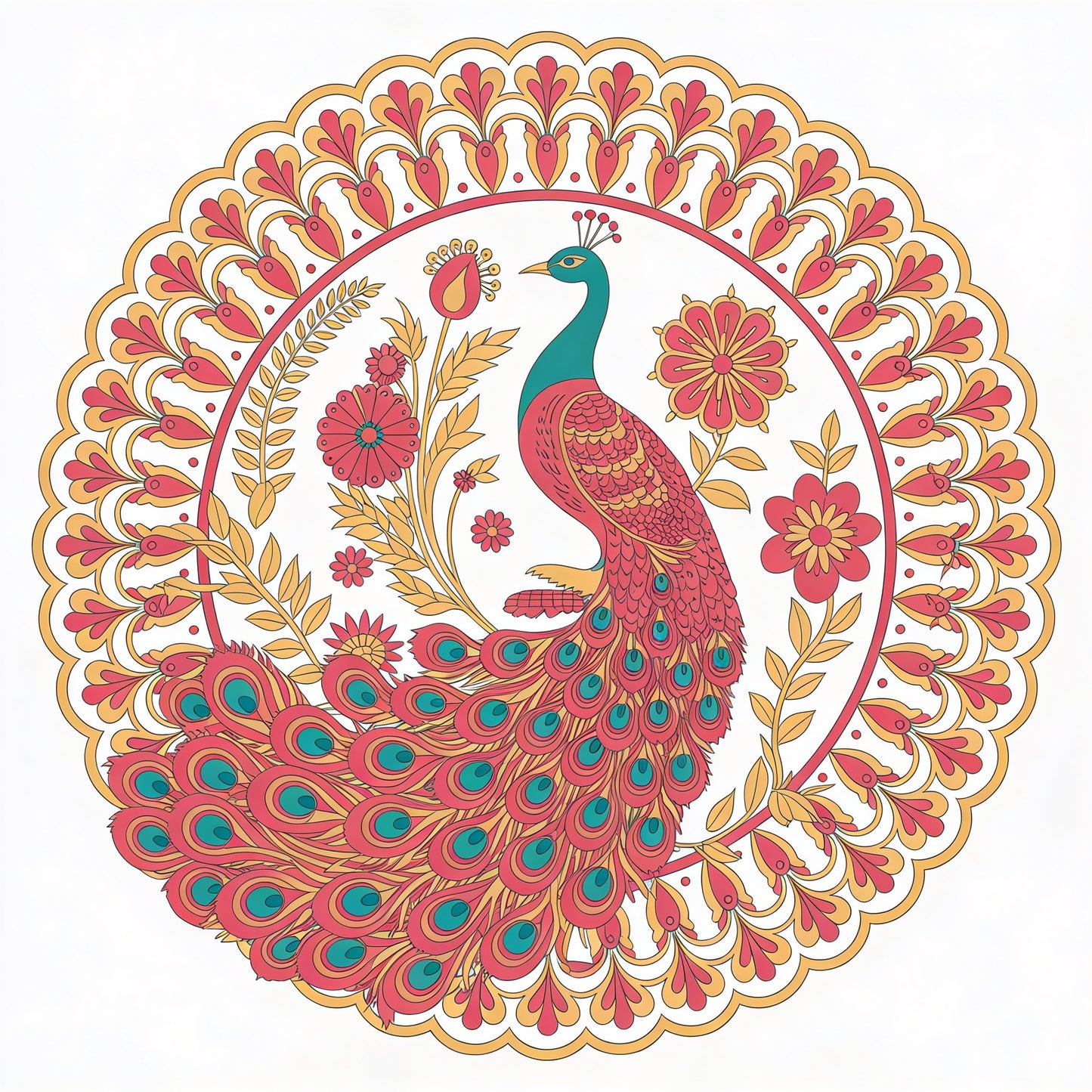 traditional-indian-peacock-Luxurious | 3D Textured Wall Art | UV Printed Embossed Canvas Wall Frame for living room