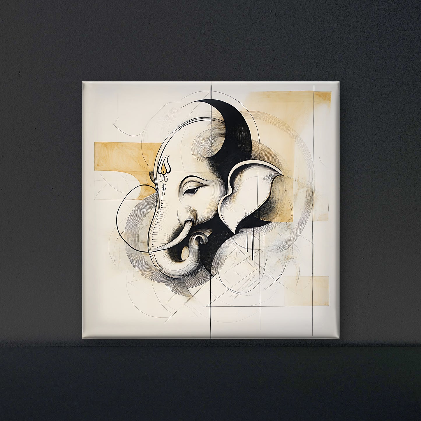 ganesha-Luxurious-Spiritual & Mindful 3D Textured Wall Art | UV Printed Embossed Canvas Wall Frame for Prayer room ,Meditation Space