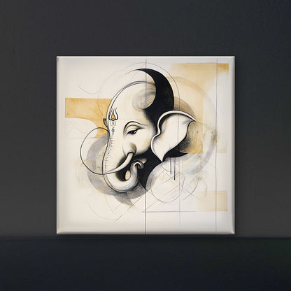 ganesha-Luxurious-Spiritual & Mindful 3D Textured Wall Art | UV Printed Embossed Canvas Wall Frame for Prayer room ,Meditation Space