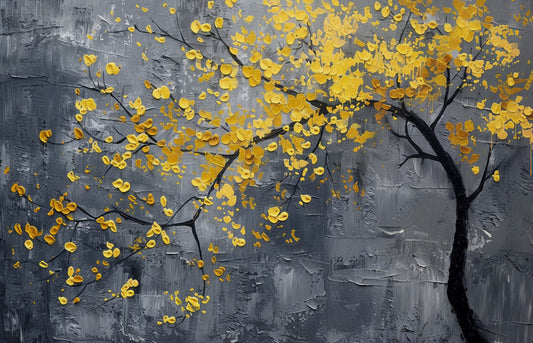 geometric-yellow-Flower-Luxury-Floral & Botanical-3D Textured Wall Art | UV Embossed Canvas Wall Frame for Living room and bed room