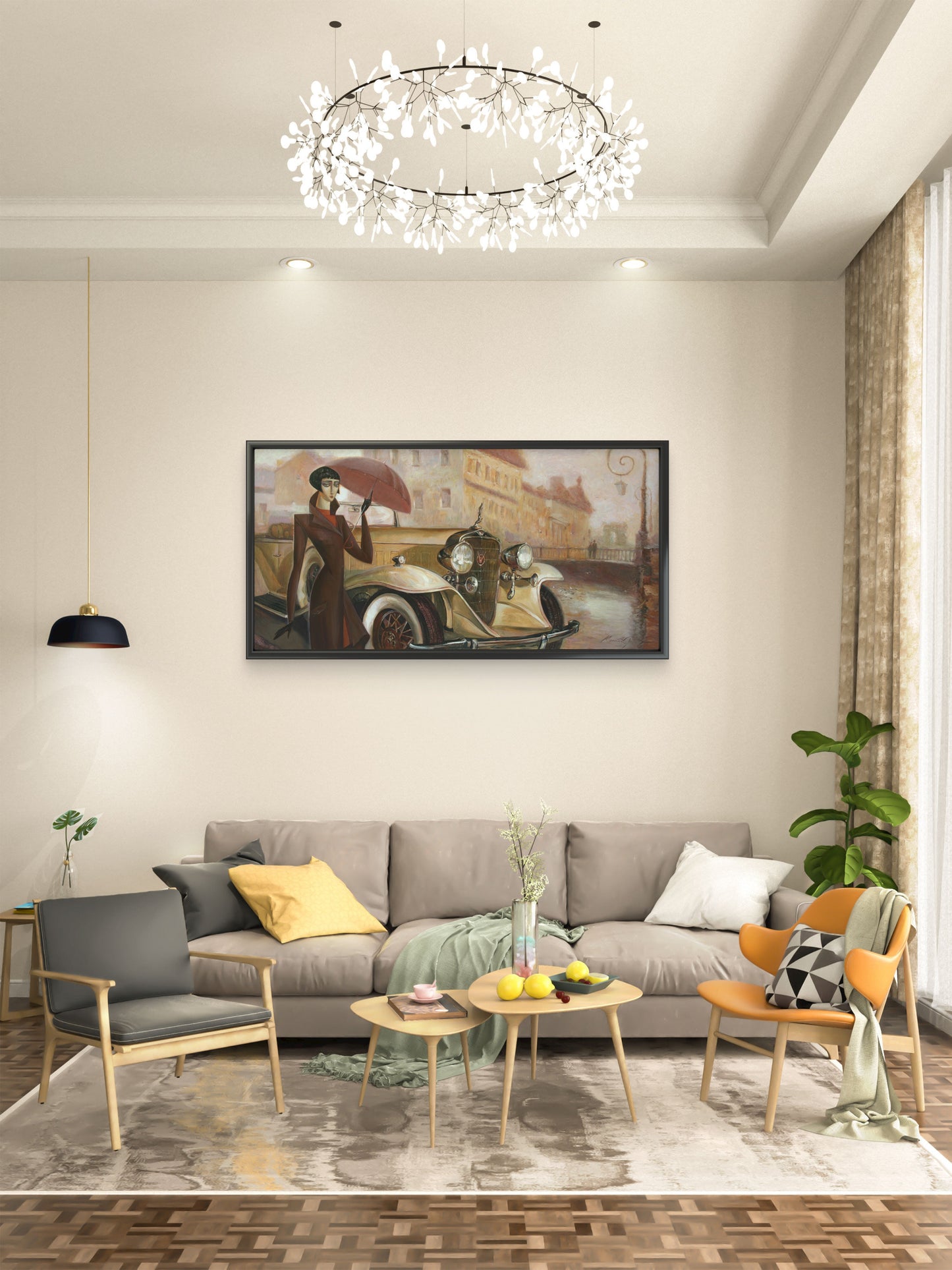 girl-under-umbrella-rainy-weather-rain-Luxurious-Nature and landscape | 3D Textured Wall Art | UV Printed Embossed Canvas Wall Frame for Home Decor,Living Room