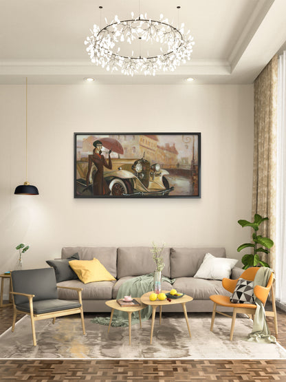 girl-under-umbrella-rainy-weather-rain-Luxurious-Nature and landscape | 3D Textured Wall Art | UV Printed Embossed Canvas Wall Frame for Home Decor,Living Room