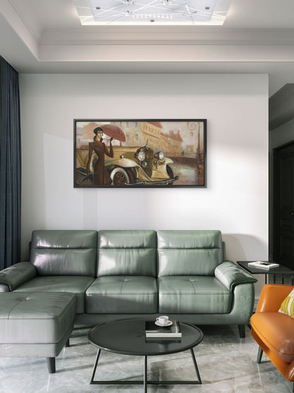 girl-under-umbrella-rainy-weather-rain-Luxurious-Nature and landscape | 3D Textured Wall Art | UV Printed Embossed Canvas Wall Frame for Home Decor,Living Room