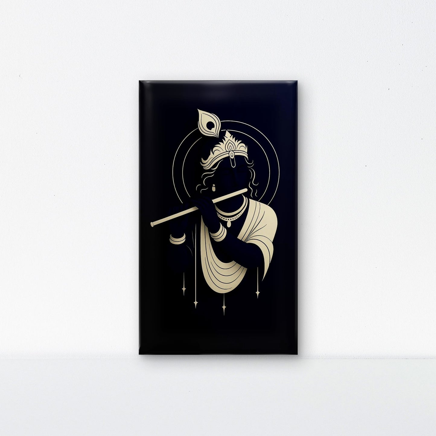 Golden krishn-Luxurious-Spiritual & Mindful 3D Textured Wall Art | UV Printed Embossed Canvas Wall Frame for Prayer room ,Meditation Space