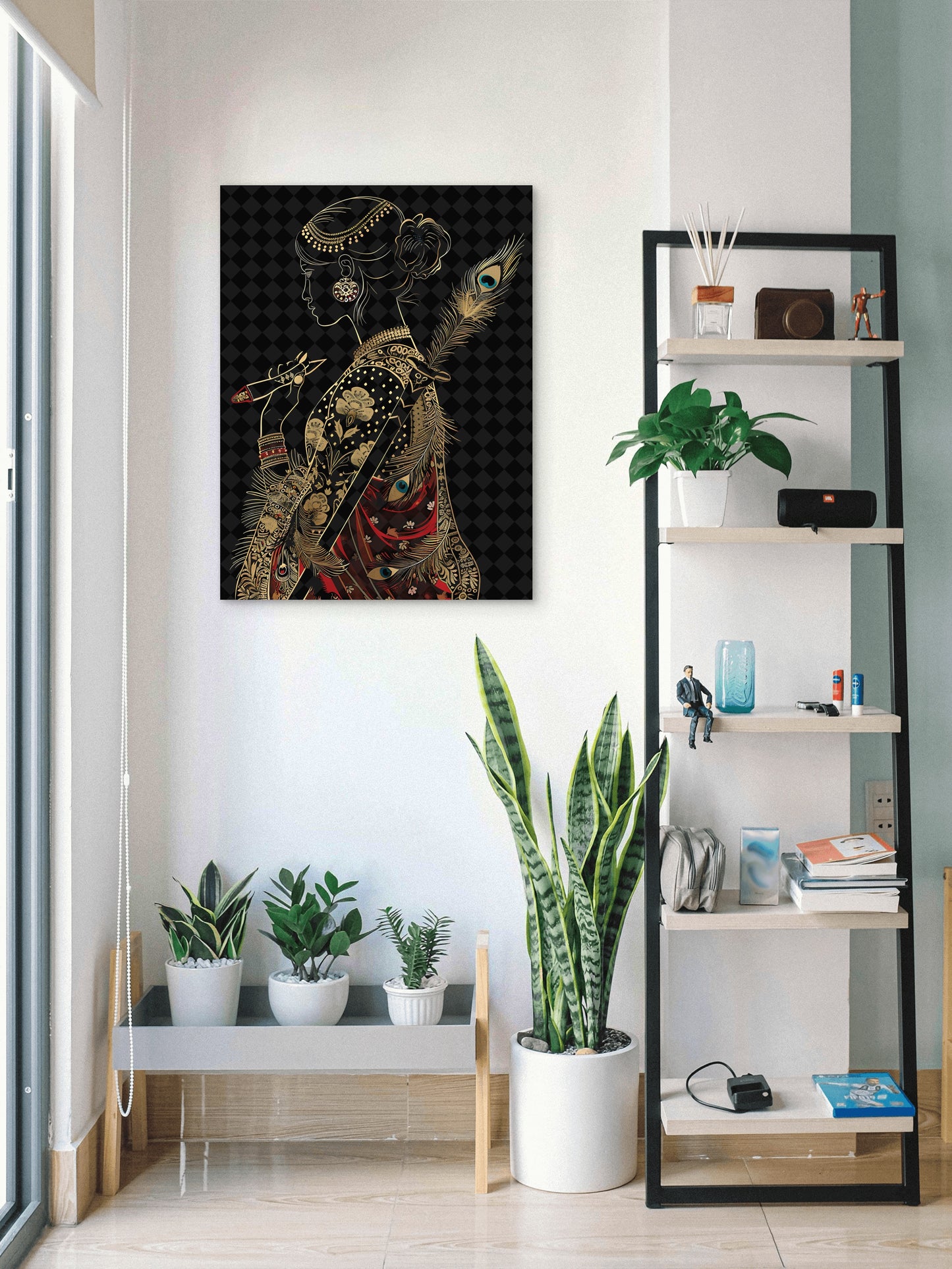 golden girl Digital art-Luxurious-Indian Culture &  Folk Art 3D Textured Wall Art | UV Printed Embossed Canvas Wall Frame for Home Decor,living Room