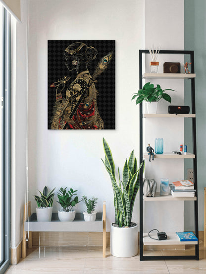 golden girl Digital art-Luxurious-Indian Culture &  Folk Art 3D Textured Wall Art | UV Printed Embossed Canvas Wall Frame for Home Decor,living Room