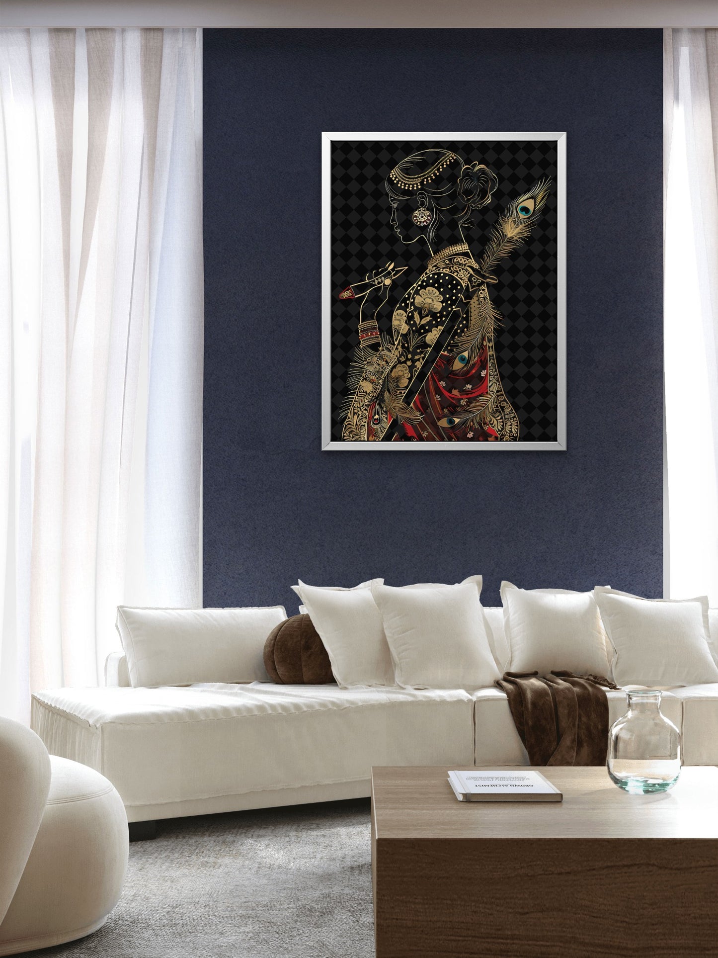 golden girl Digital art-Luxurious-Indian Culture &  Folk Art 3D Textured Wall Art | UV Printed Embossed Canvas Wall Frame for Home Decor,living Room