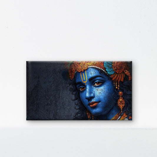 golden-jewellry-krishna-Luxurious-Spiritual & Mindful 3D Textured Wall Art | UV Printed Embossed Canvas Wall Frame for Prayer room ,Meditation Space