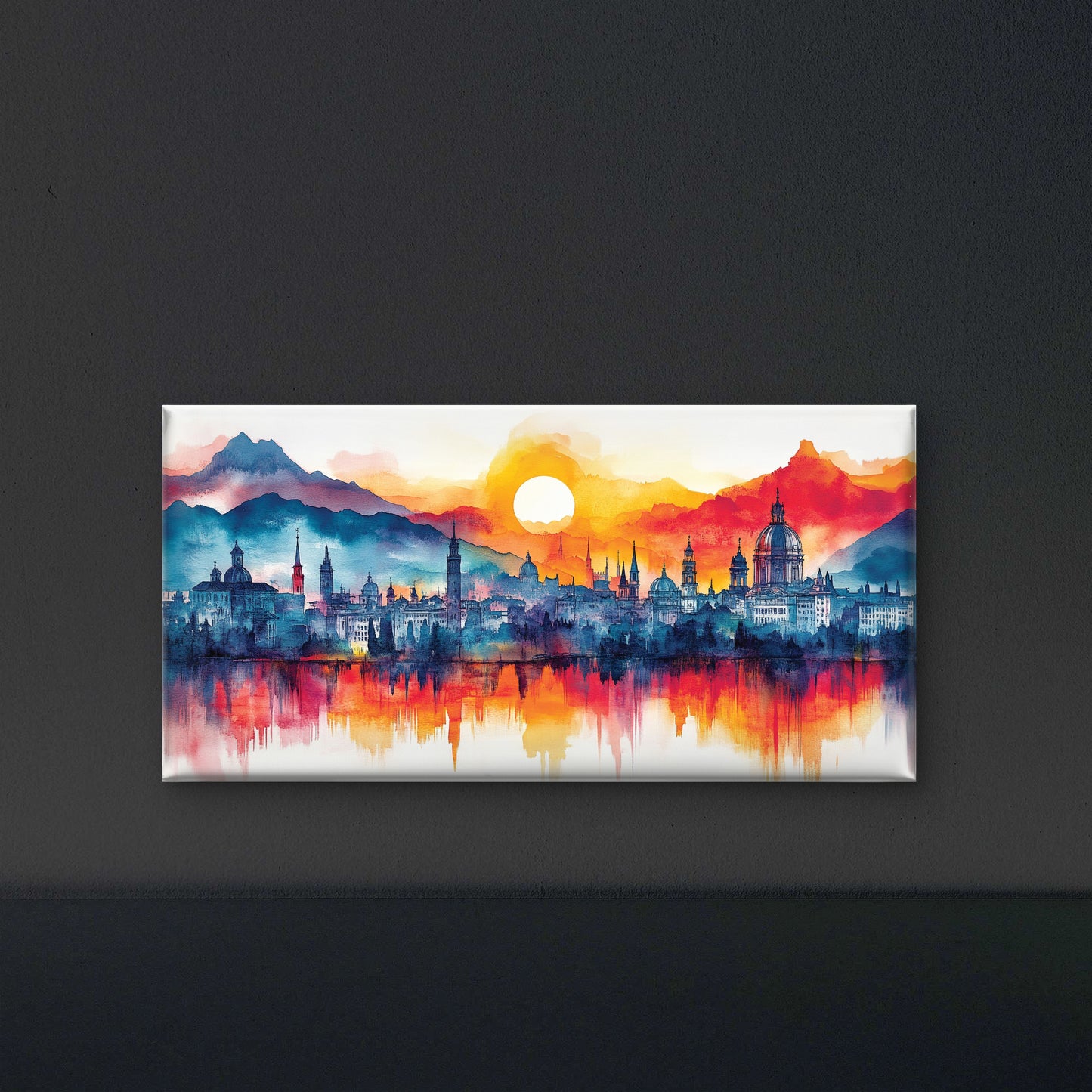 illustrated-city-Luxurious-Nature and landscape | 3D Textured Wall Art | UV Printed Embossed Canvas Wall Frame for Home Decor,office