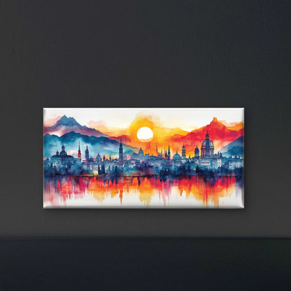 illustrated-city-Luxurious-Nature and landscape | 3D Textured Wall Art | UV Printed Embossed Canvas Wall Frame for Home Decor,office