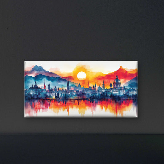 illustrated-city-Luxurious-Nature and landscape | 3D Textured Wall Art | UV Printed Embossed Canvas Wall Frame for Home Decor,office
