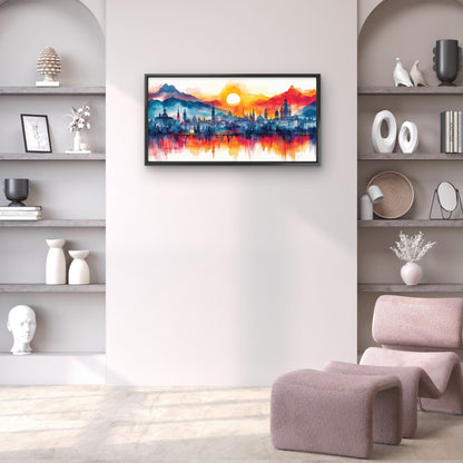 illustrated-city-Luxurious-Nature and landscape | 3D Textured Wall Art | UV Printed Embossed Canvas Wall Frame for Home Decor,office