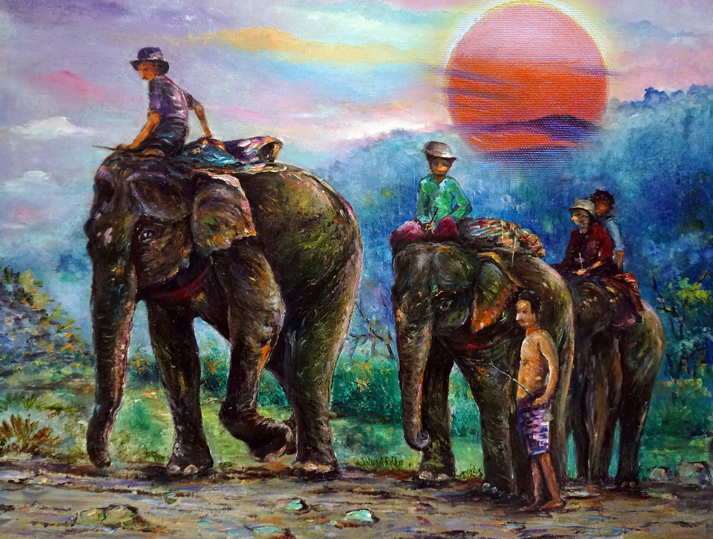 impressionism-masterpieces-Elephant-Luxurious-Wildlife & Animals-3D Textured Wall Art | UV Embossed Canvas Wall Frame for Home decor