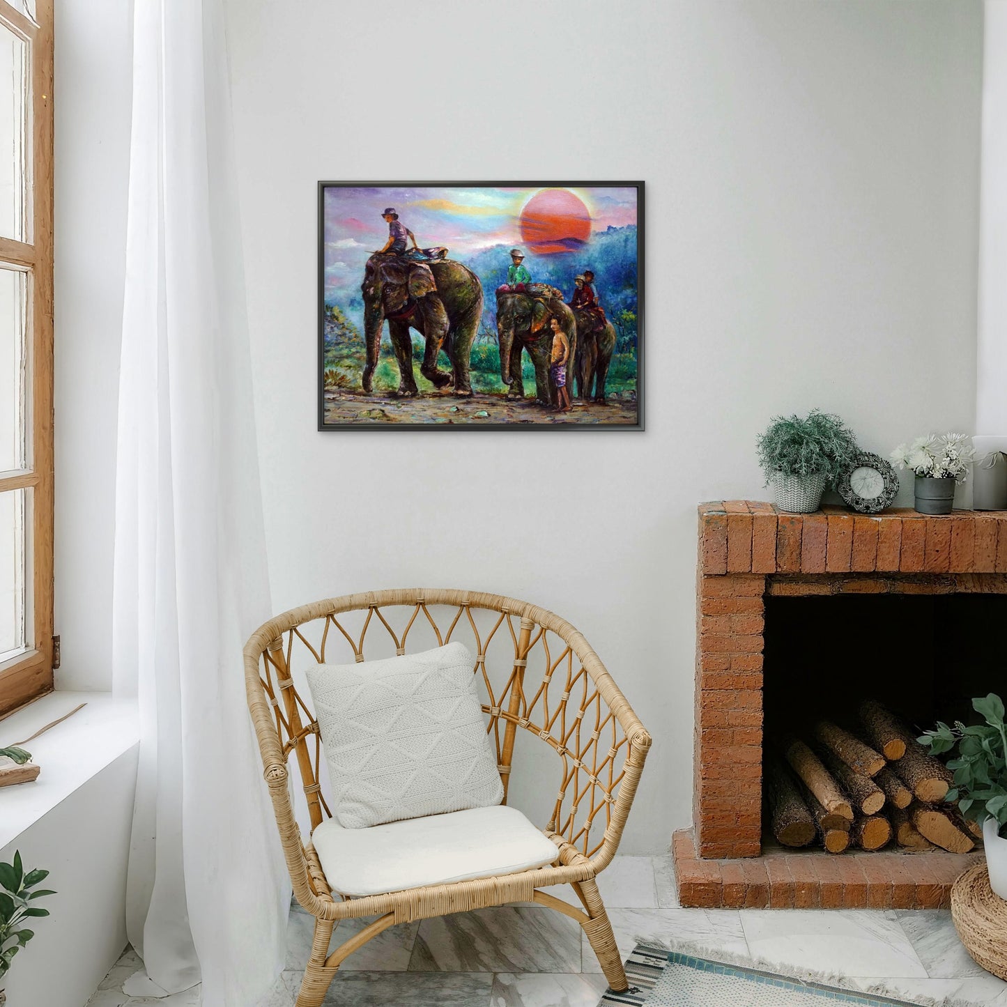 impressionism-masterpieces-Elephant-Luxurious-Wildlife & Animals-3D Textured Wall Art | UV Embossed Canvas Wall Frame for Home decor