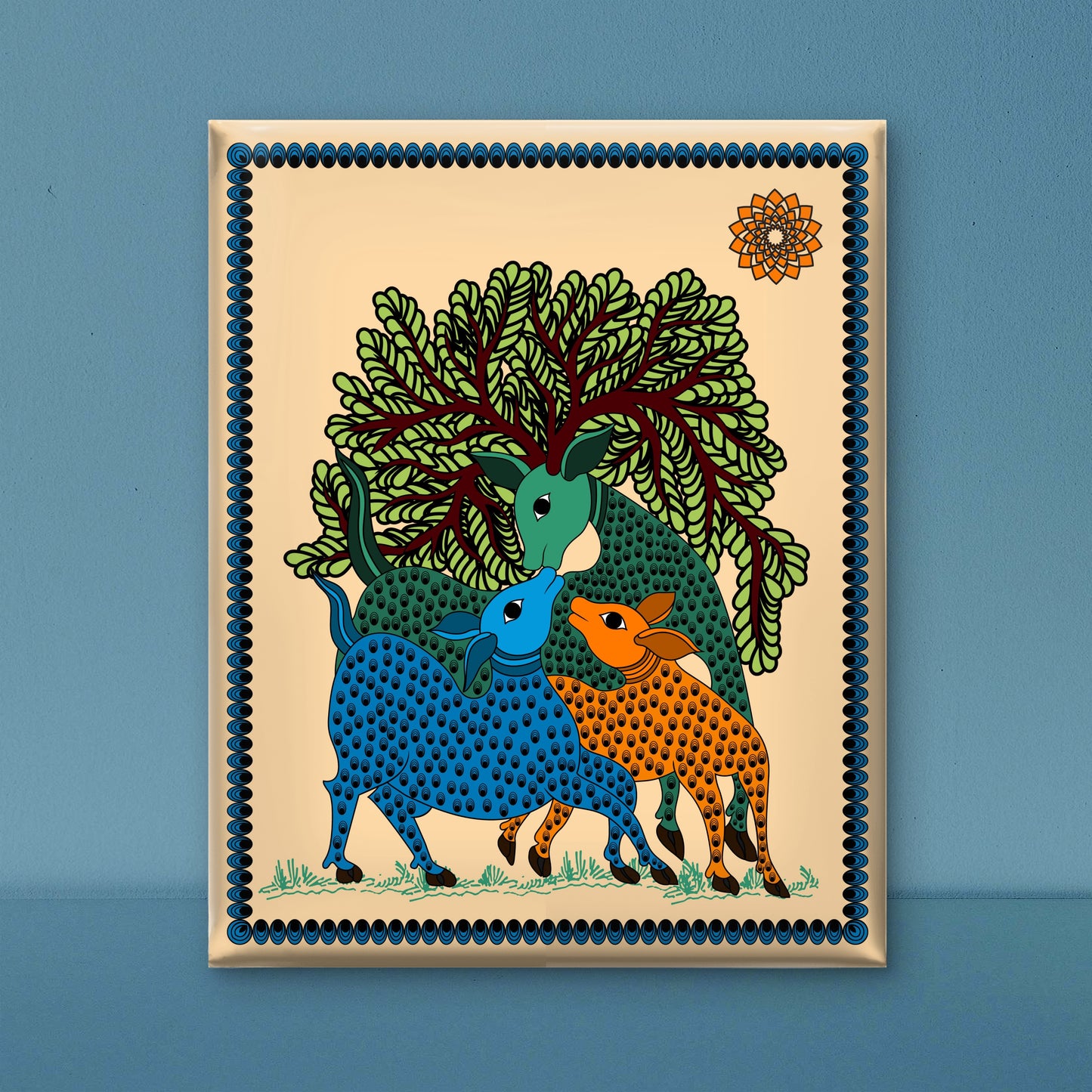 indian-artistry-madhubani-Luxurious-Indian Culture &  Folk Art 3D Textured Wall Art | UV Printed Embossed Canvas Wall Frame for Home Decor,living Room