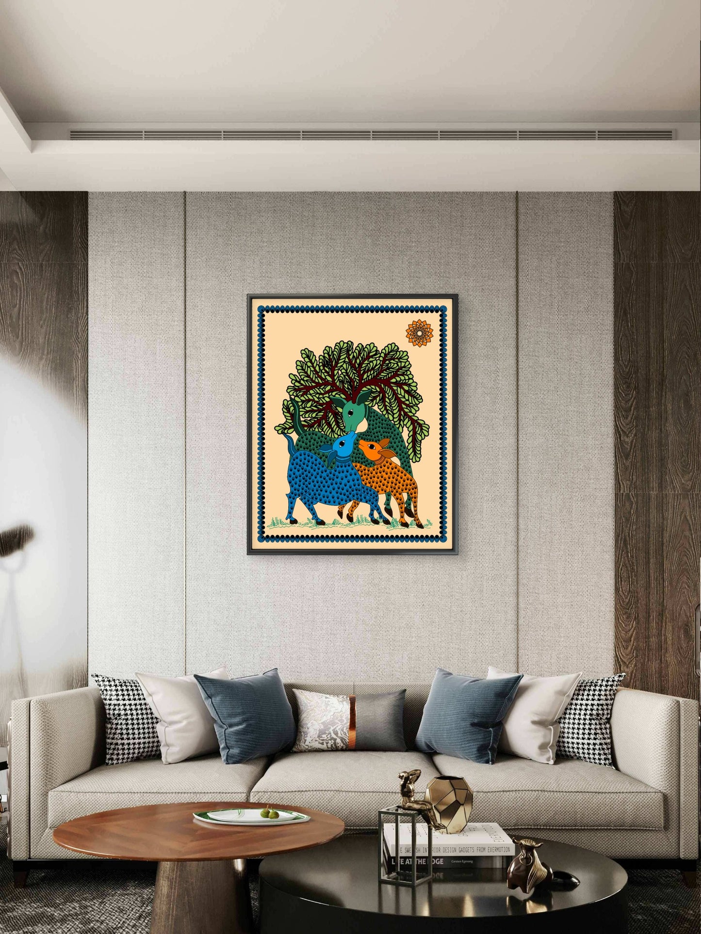 indian-artistry-madhubani-Luxurious-Indian Culture &  Folk Art 3D Textured Wall Art | UV Printed Embossed Canvas Wall Frame for Home Decor,living Room