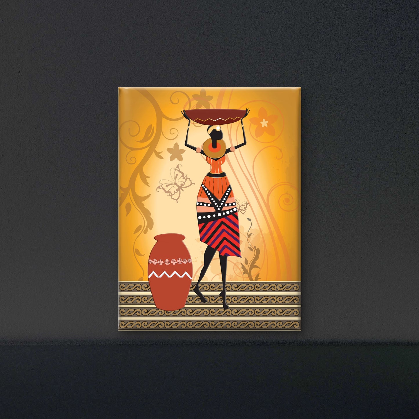 woman ethnic folk-Luxurious-Modern Art & Abstract| 3D Textured Wall Art | UV Printed Embossed Canvas Wall Frame for Office,Meditation Space