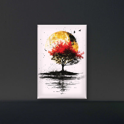 red-amarelo-tree-Luxurious-Nature and landscape | 3D Textured Wall Art | UV Printed Embossed Canvas Wall Frame for Home Decor,Living Room