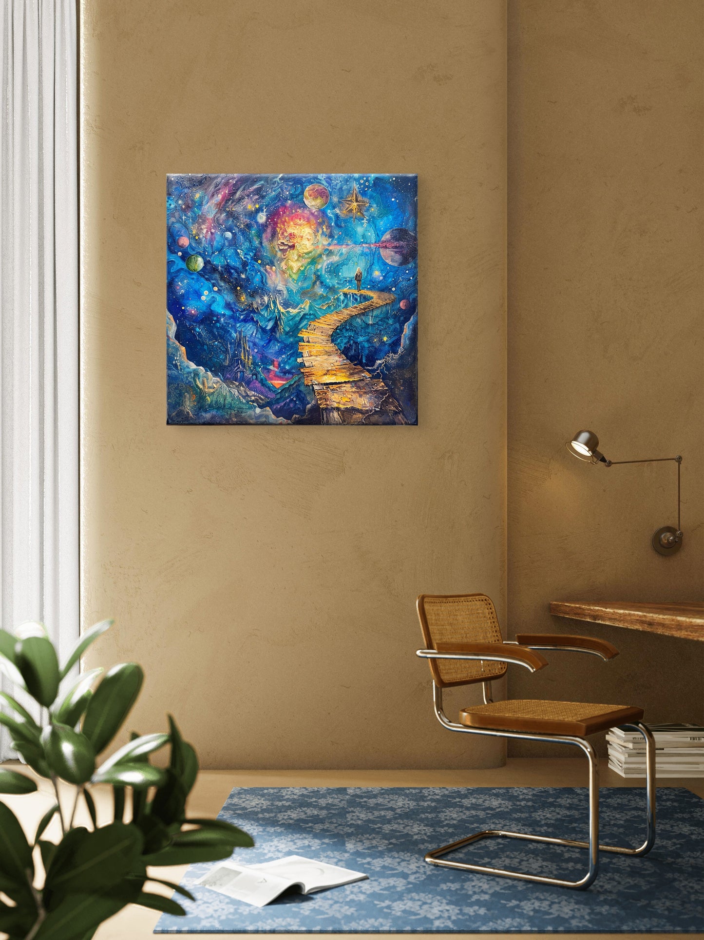 joy-is-journey-Cosmic & Fantasy-3D Textured Wall Art | UV Embossed Canvas Wall Frame for Kids room  and bed room