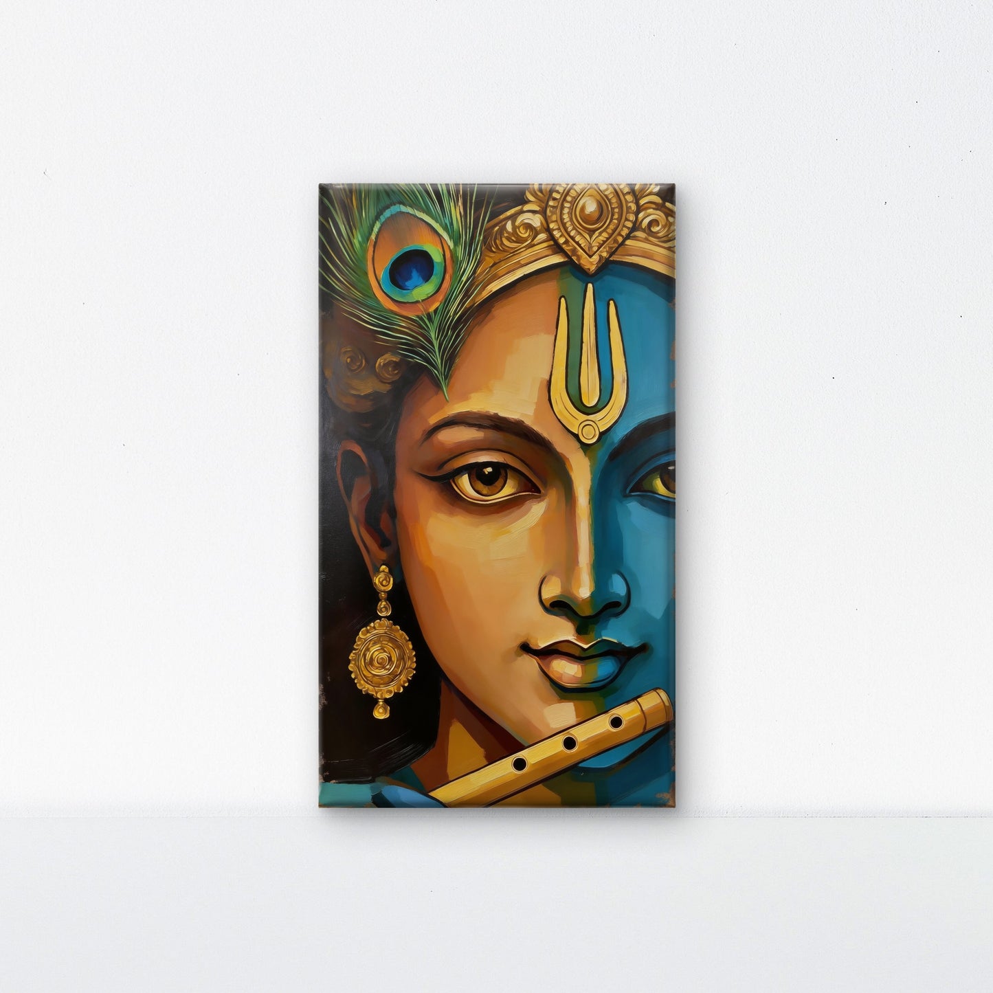 lord_krishna_flute_art-Luxurious- Gods and Divine Art -3D Textured Wall Art | UV Embossed Canvas Wall Frame for Home decor