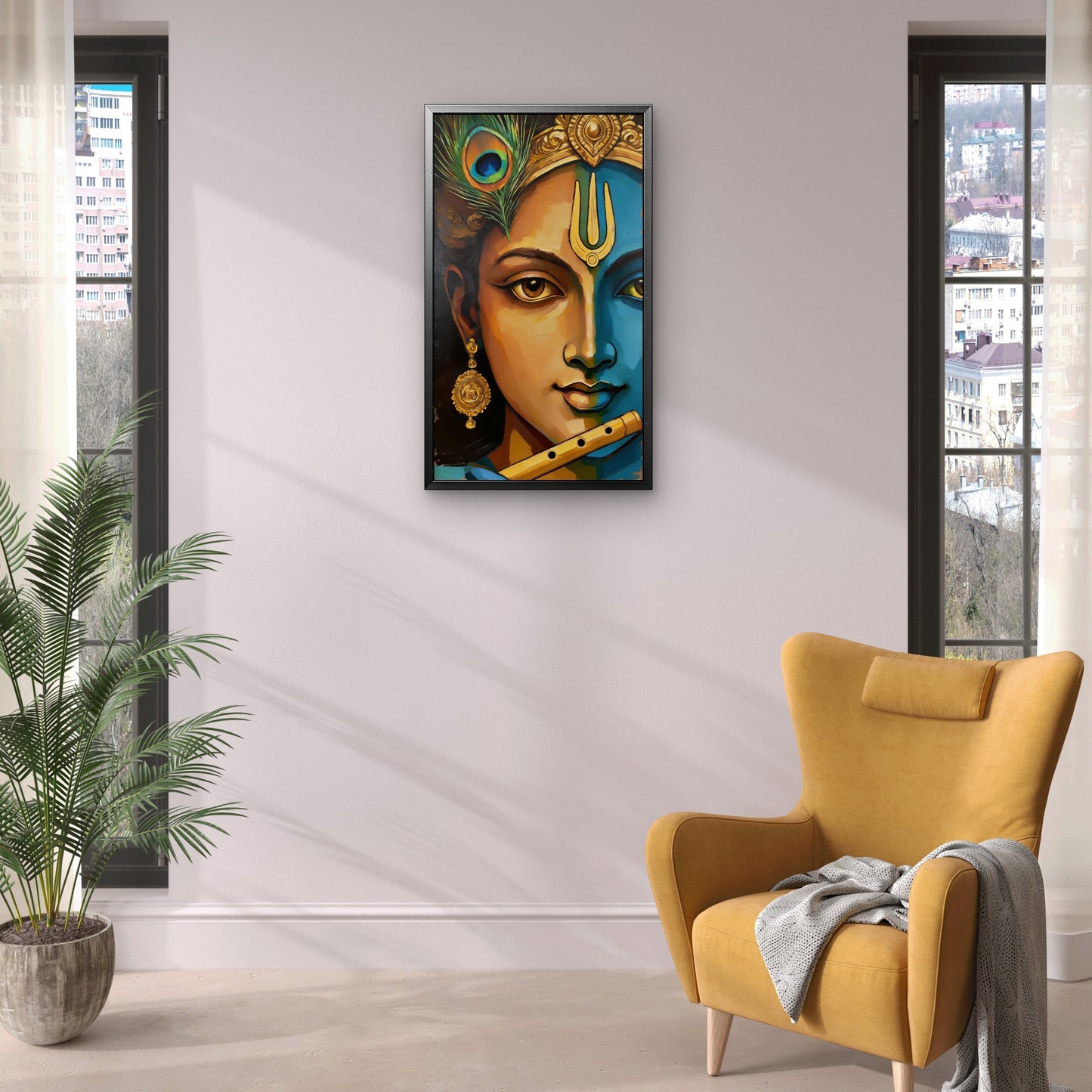 lord_krishna_flute_art-Luxurious- Gods and Divine Art -3D Textured Wall Art | UV Embossed Canvas Wall Frame for Home decor