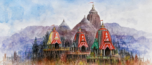 Divine Ratha Yatra and Puri Temple-Luxurious-Gods and Divine Art 3D Textured Wall Art | UV Printed Embossed Canvas Wall Frame for Home Decor,living Room