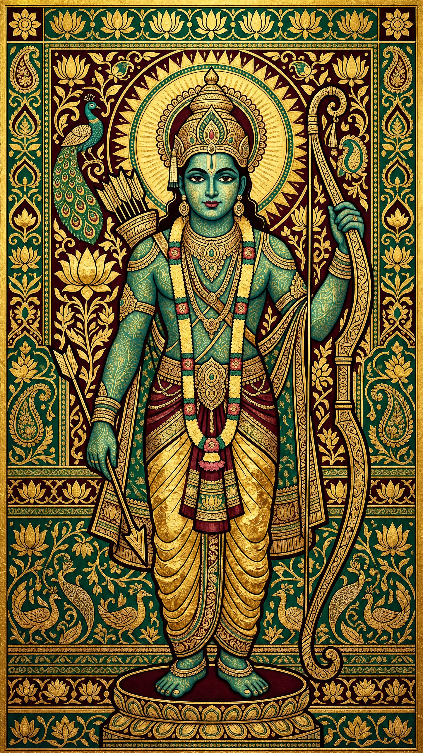 Lord Rama-Luxurious-Gods and Divine Art 3D Textured Wall Art | UV Printed Embossed Canvas Wall Frame for Home Decor,living Room