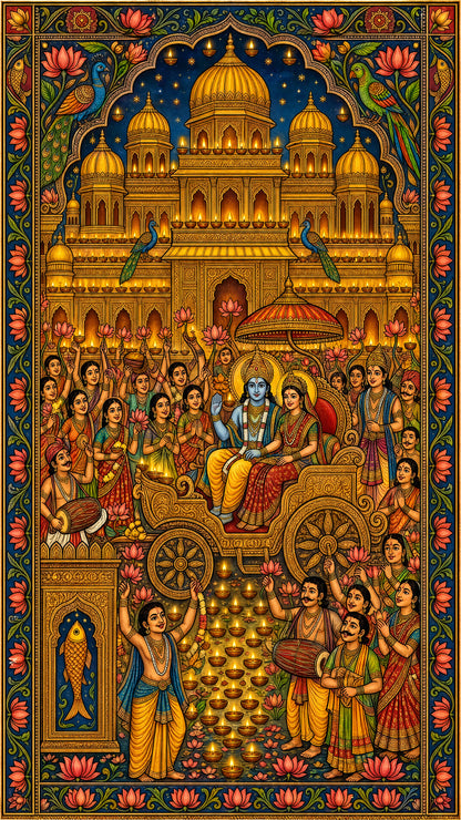 Divine Return and Celebration-Luxurious-Gods and Divine Art 3D Textured Wall Art | UV Printed Embossed Canvas Wall Frame for Home Decor,living Room