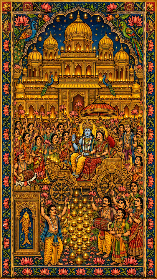 Divine Return and Celebration-Luxurious-Gods and Divine Art 3D Textured Wall Art | UV Printed Embossed Canvas Wall Frame for Home Decor,living Room