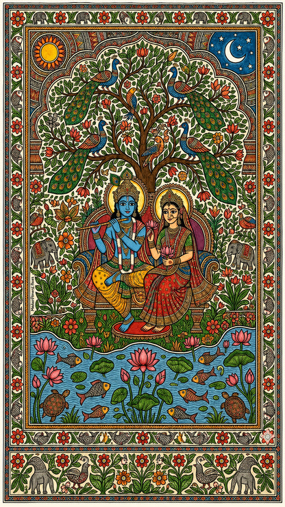Divine Melody in Nature-Luxurious-Gods and Divine Art 3D Textured Wall Art | UV Printed Embossed Canvas Wall Frame for Home Decor,living Room