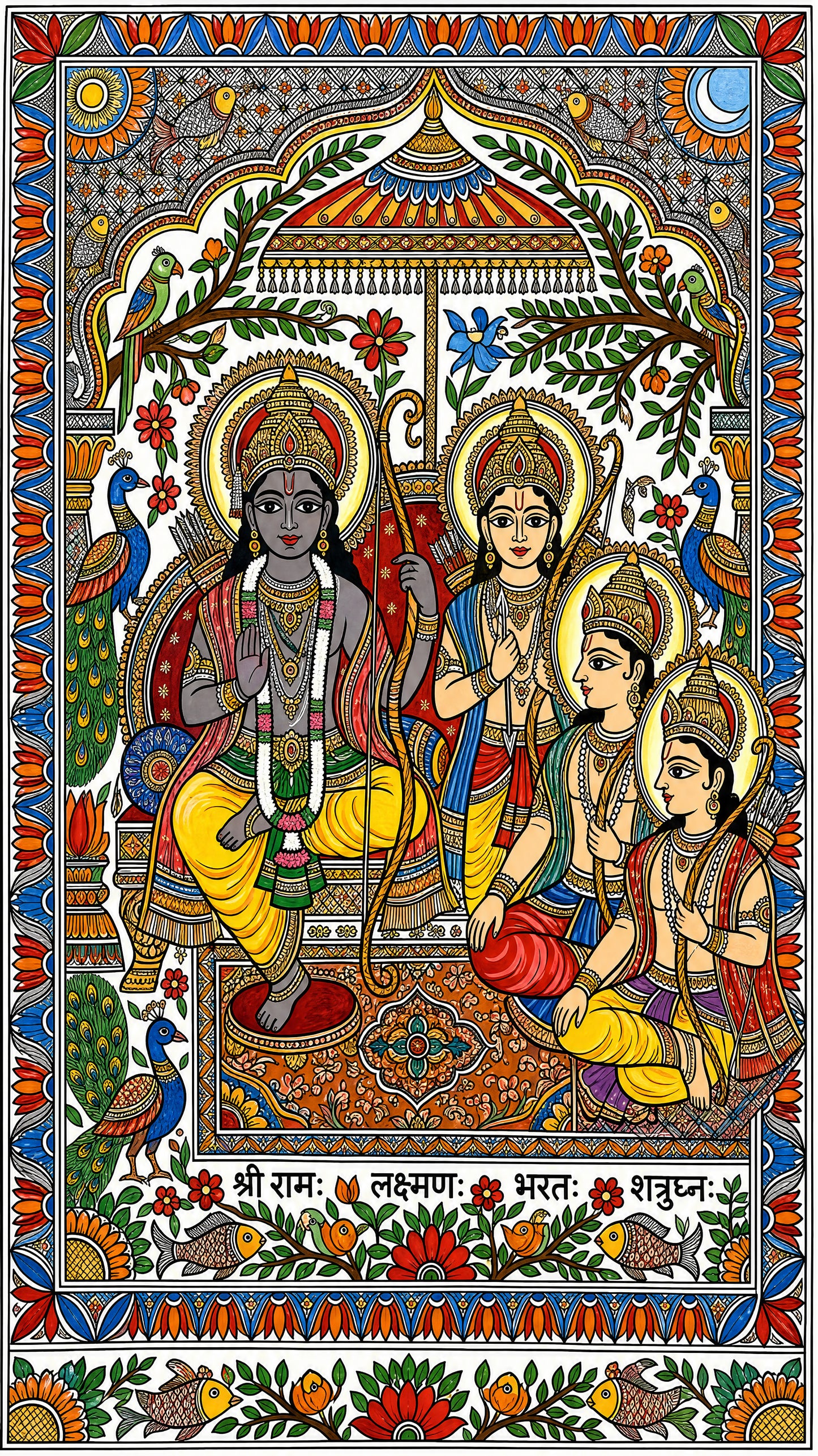 The Four Brothers-Luxurious-Gods and Divine Art 3D Textured Wall Art | UV Printed Embossed Canvas Wall Frame for Home Decor,living Room