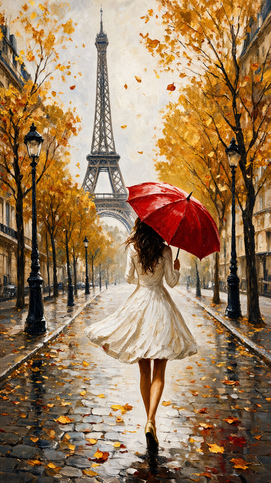 Autumn in Paris-Love & Togetherness -3D Textured Wall Art | UV Embossed Canvas Wall Frame for Home decor (Copy) (Copy)