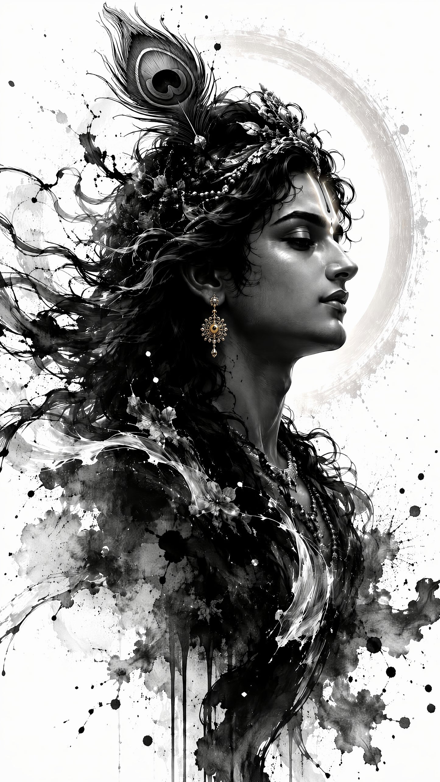 Shyam: The Dark Lord of Serenity-Luxurious-Gods and Divine Art 3D Textured Wall Art | UV Printed Embossed Canvas Wall Frame for Home Decor,living Room
