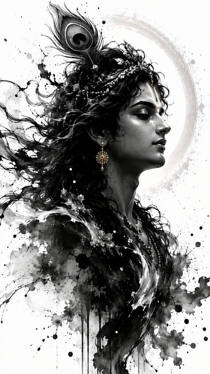 Shyam: The Dark Lord of Serenity-Luxurious-Gods and Divine Art 3D Textured Wall Art | UV Printed Embossed Canvas Wall Frame for Home Decor,living Room