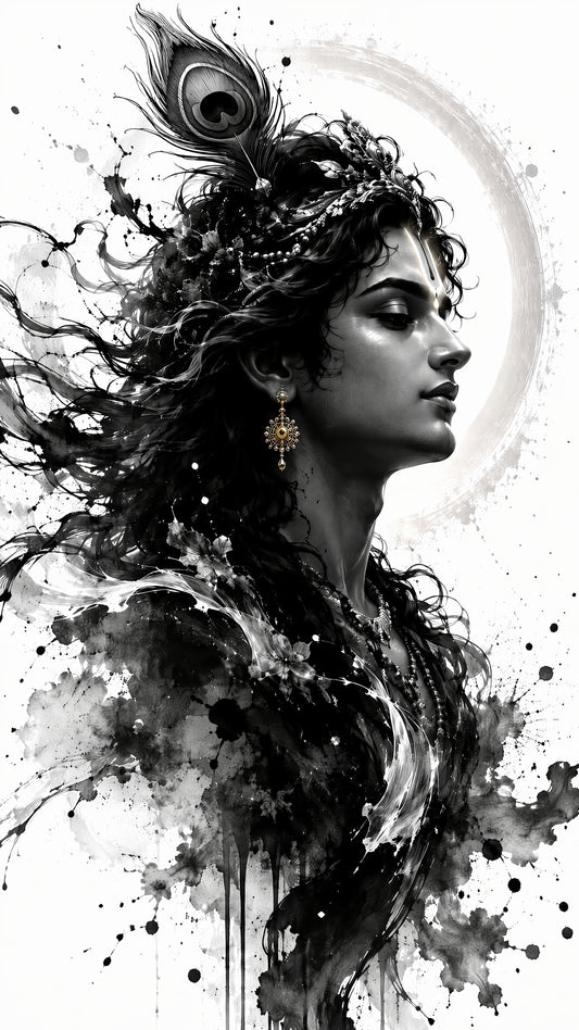 Shyam: The Dark Lord of Serenity-Luxurious-Gods and Divine Art 3D Textured Wall Art | UV Printed Embossed Canvas Wall Frame for Home Decor,living Room