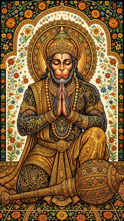 Lord Hanuman -Luxurious-Gods and Divine Art 3D Textured Wall Art | UV Printed Embossed Canvas Wall Frame for Home Decor,living Room